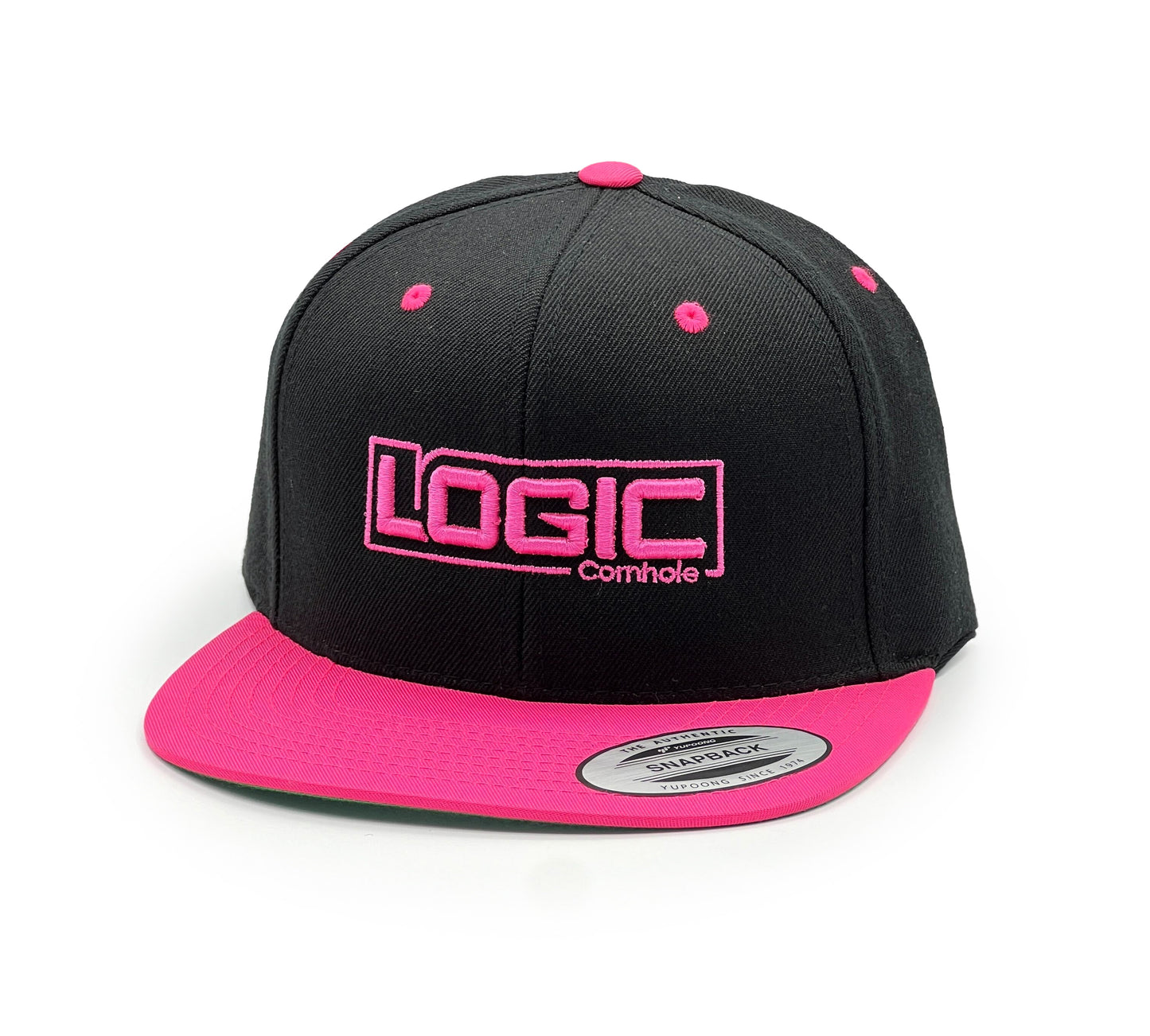 Logic Flat Bill Hat - Black w/ Pink Bill - Snapback